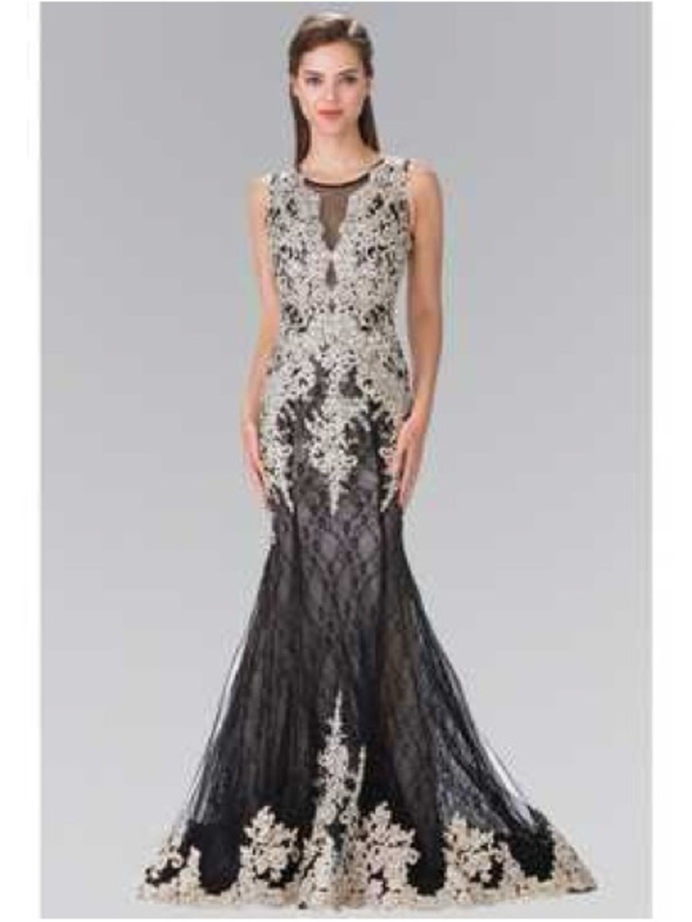 NWT🔥  Aspeed Design - L2009 Applique V-Neck Gown 🌻